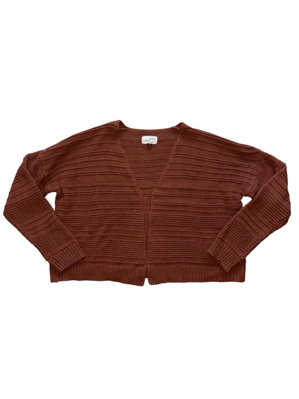 Universal Thread Brown Open-Front Ribbed Cardigan - Picture 2 of 6
